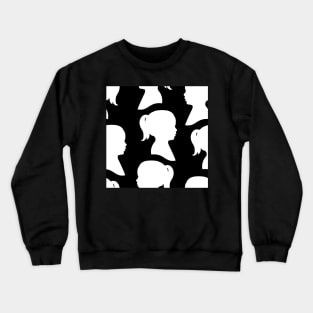 Girl Silhouette - White on Black Background Crewneck Sweatshirt